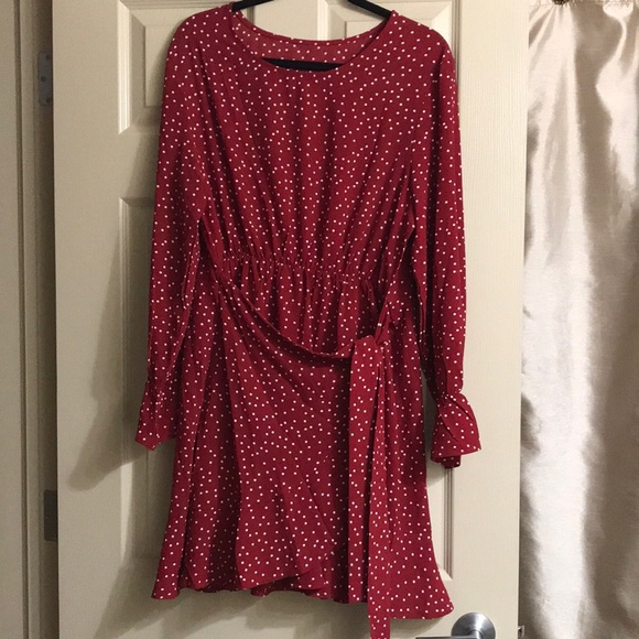 Mini faux wrap tie front dress. XL, NWOT - Picture 3 of 8